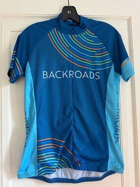 Louis Garneau Backroads Cycling Jersey Blue Short Sleeve Size Medium